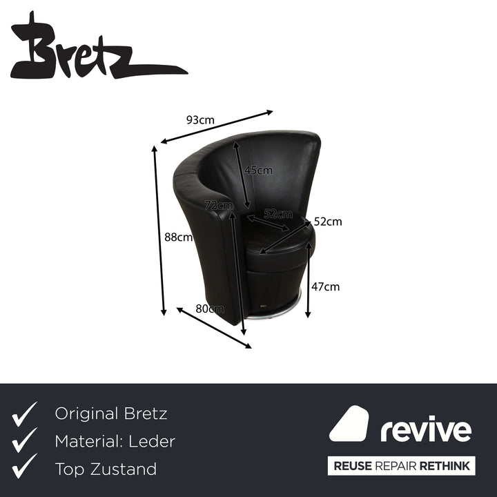 Bretz EVES ISLAND Leather Armchair Black