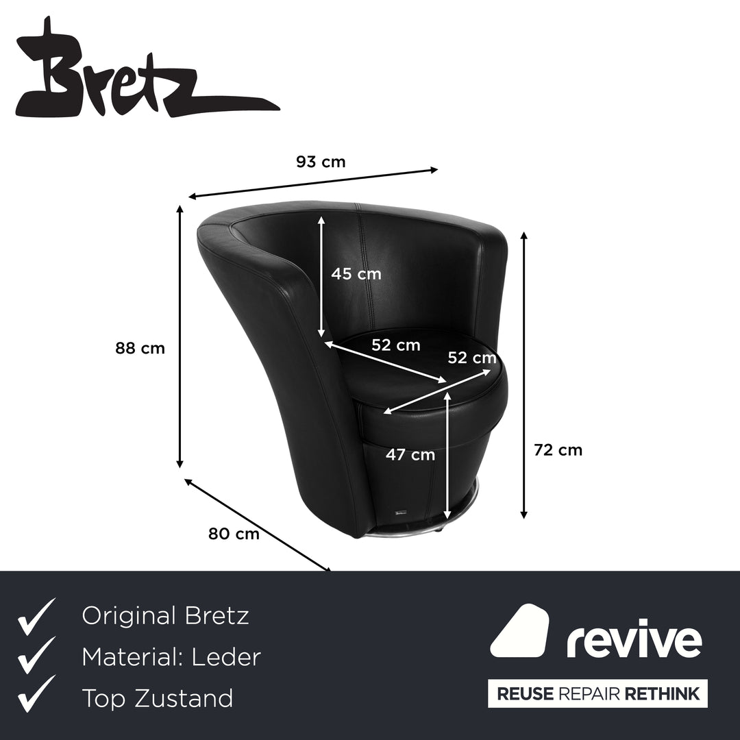 Bretz EVES ISLAND Fauteuil en Cuir Noir