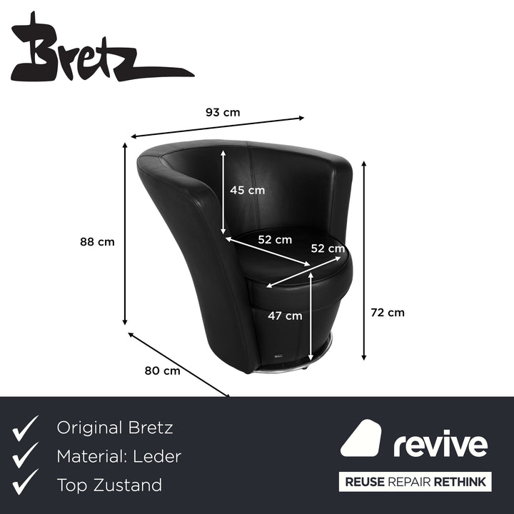 Bretz EVES ISLAND Fauteuil en Cuir Noir