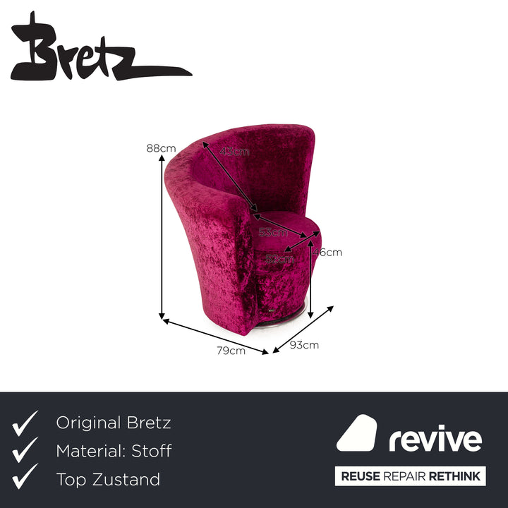 Bretz Eves Island Fabric Armchair Red Violet