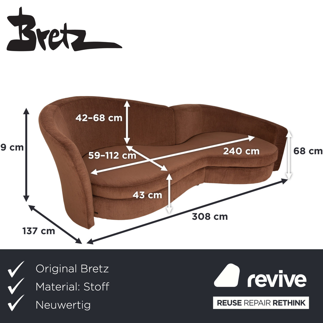 Bretz Eves Island Stoff Viersitzer Hellbraun Sofa Couch Neubezug