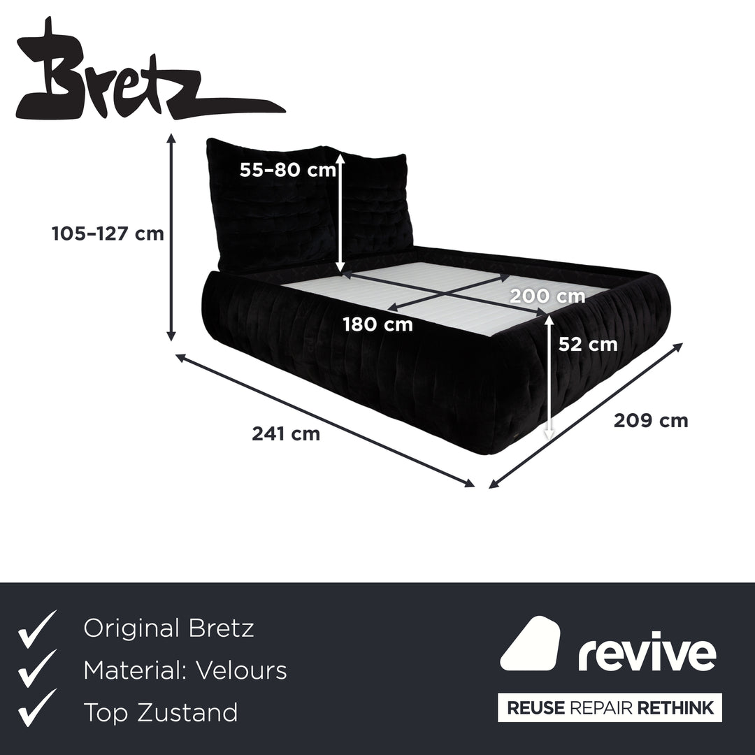 Lit Bretz FEYA, tissu velours noir
