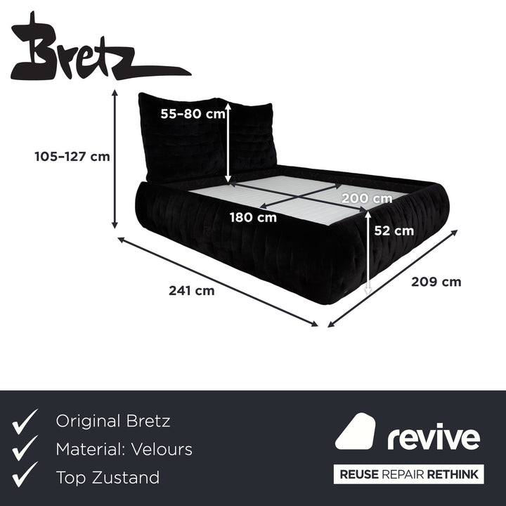 Lit Bretz FEYA, tissu velours noir