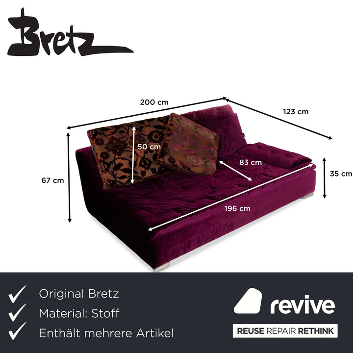 Canapé quatre places en tissu violet Bretz Filousof