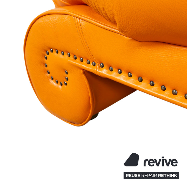 Bretz Gaudi Dreisitzer Leder Sofa Orange Gelb Recamiere Couch Daybed