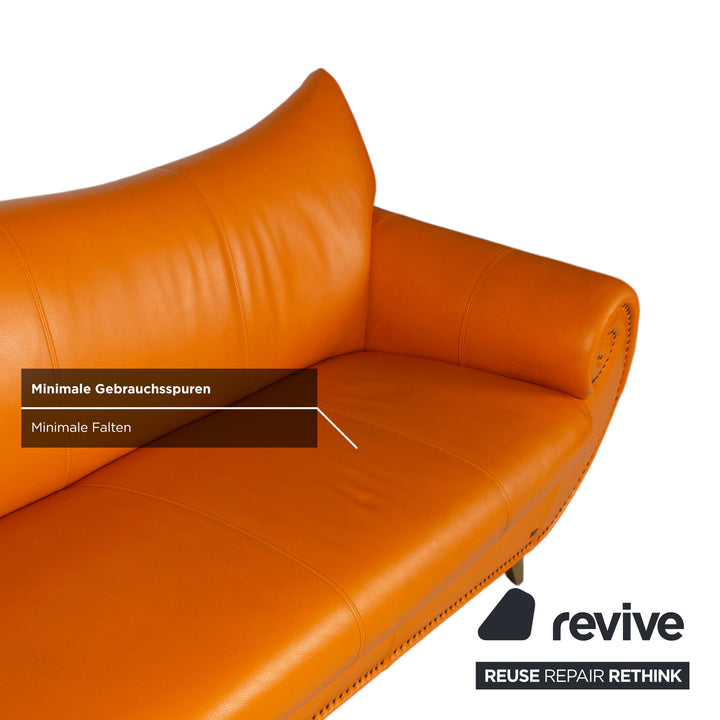Bretz Gaudi Dreisitzer Leder Sofa Orange Gelb Recamiere Couch Daybed
