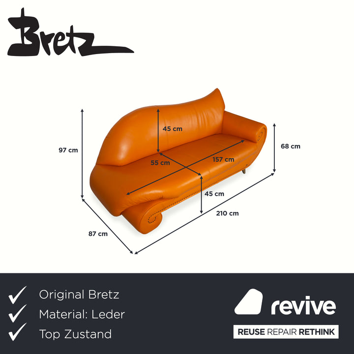 Bretz Gaudi Dreisitzer Leder Sofa Orange Gelb Recamiere Couch Daybed