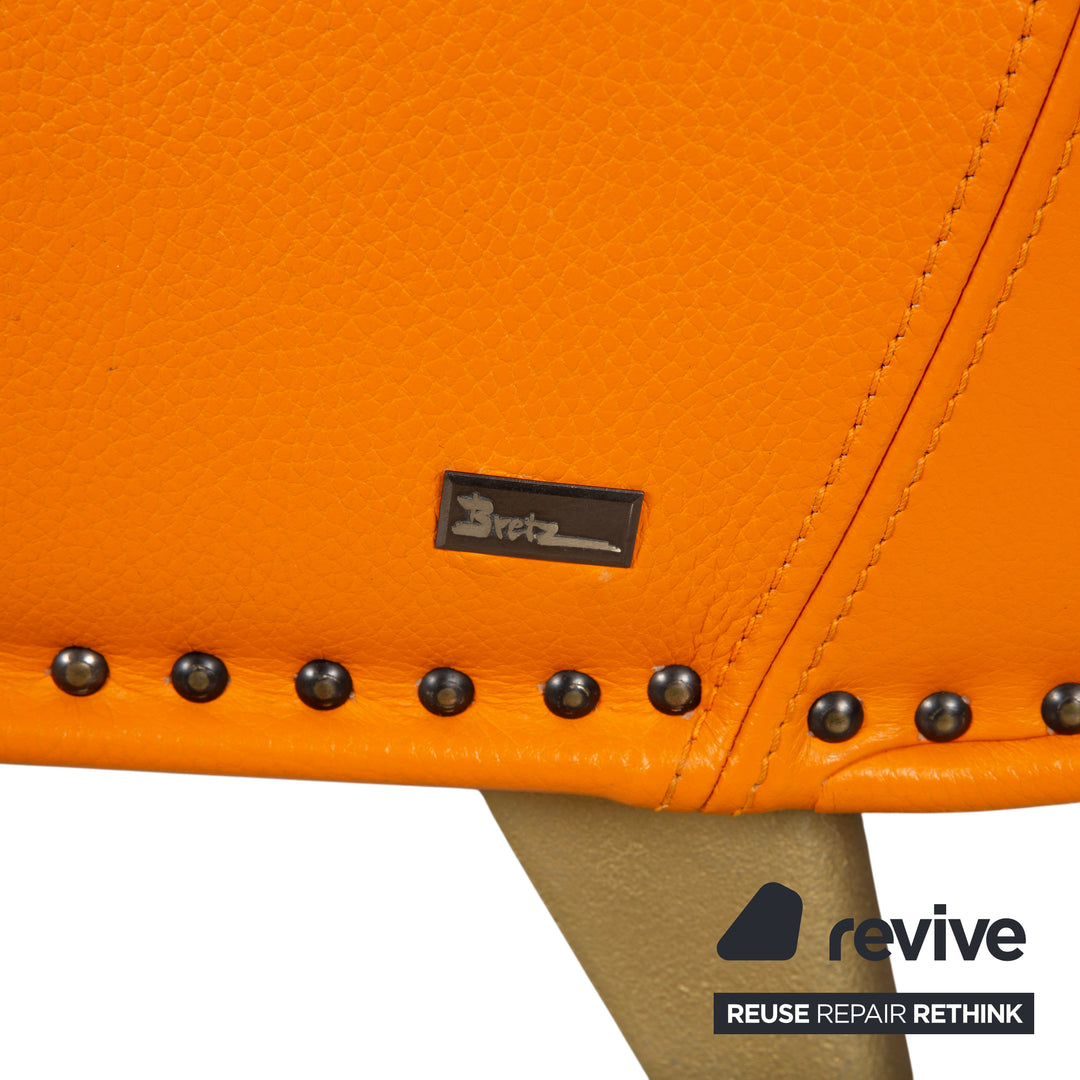 Bretz Gaudi Dreisitzer Leder Sofa Orange Gelb Recamiere Couch Daybed