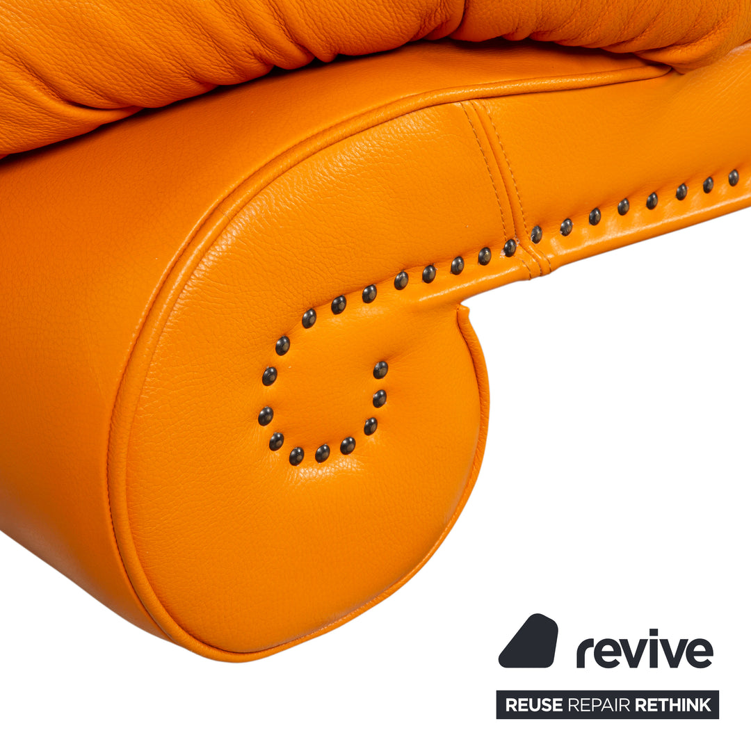 Bretz Gaudi Dreisitzer Leder Sofa Orange Gelb Recamiere Couch Daybed