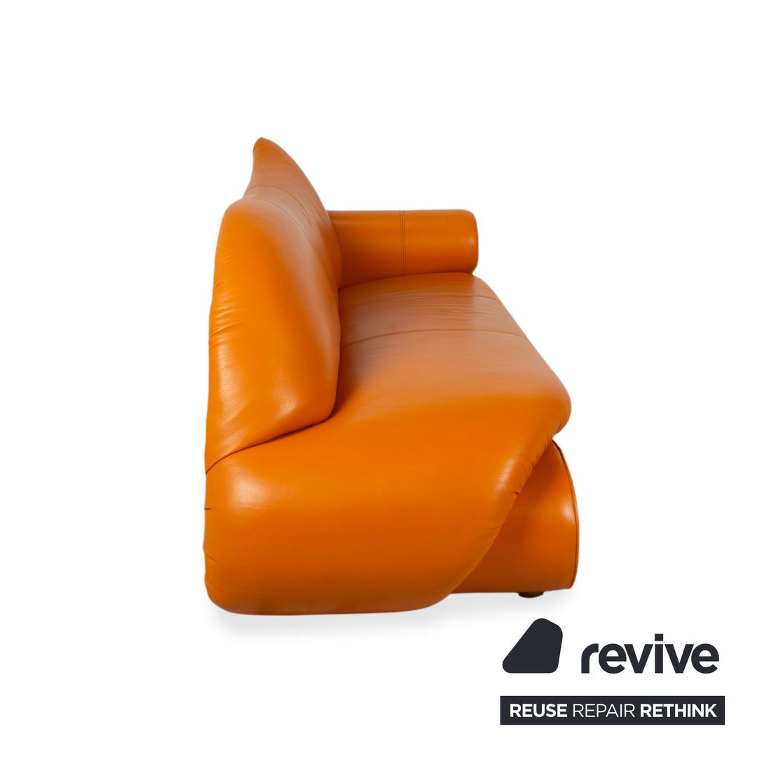 Bretz Gaudi Dreisitzer Leder Sofa Orange Gelb Recamiere Couch Daybed