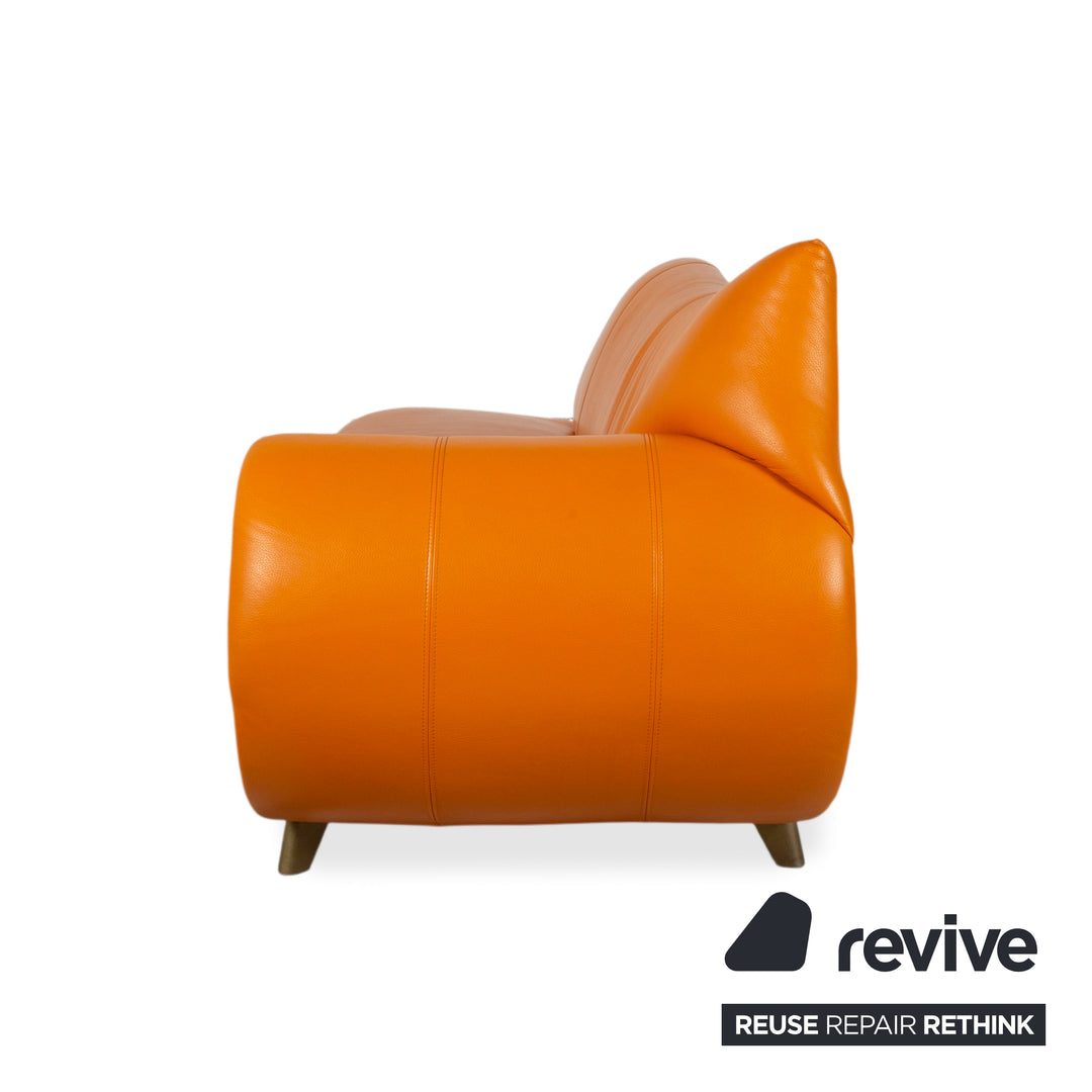 Bretz Gaudi Dreisitzer Leder Sofa Orange Gelb Recamiere Couch Daybed
