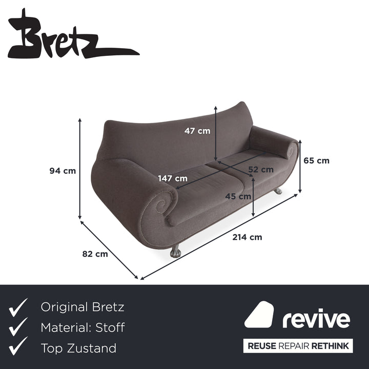 Bretz Gaudi Dreisitzer Sofa Beige Grau Braun Couch Silberne Löwen Tatzen