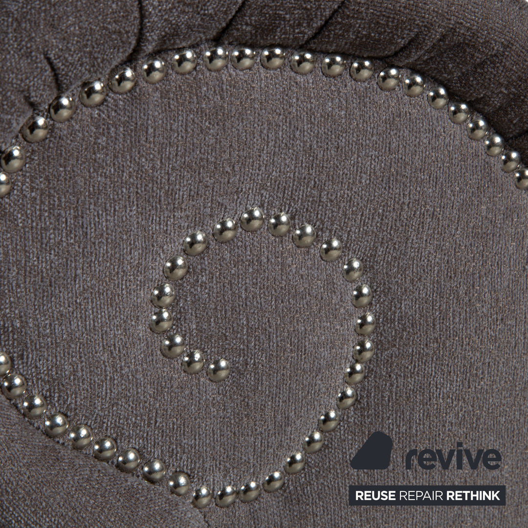 Bretz Gaudi Dreisitzer Sofa Beige Grau Braun Couch Silberne Löwen Tatzen