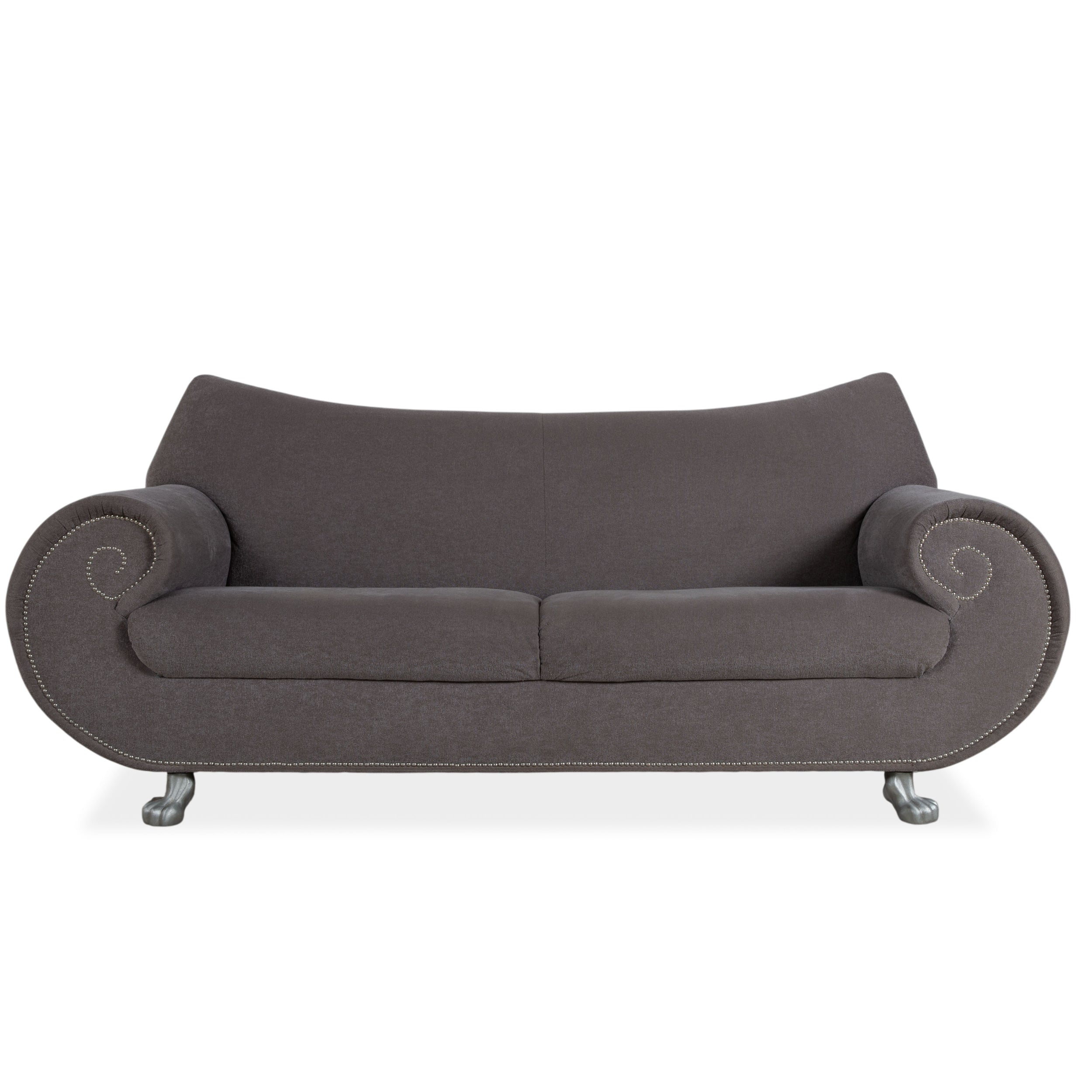 Bretz Gaudi Dreisitzer Sofa Beige Grau Braun Couch Silberne Löwen Tatzen