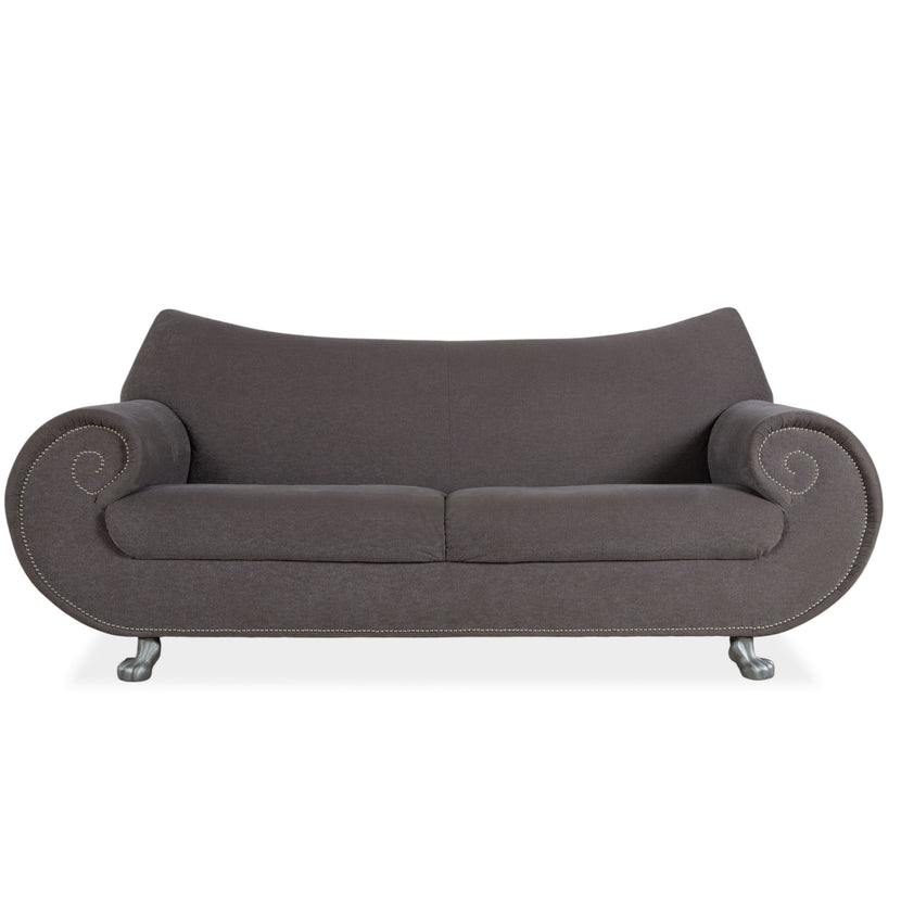 Bretz Gaudi Dreisitzer Sofa Beige Grau Braun Couch Silberne Löwen Tatzen