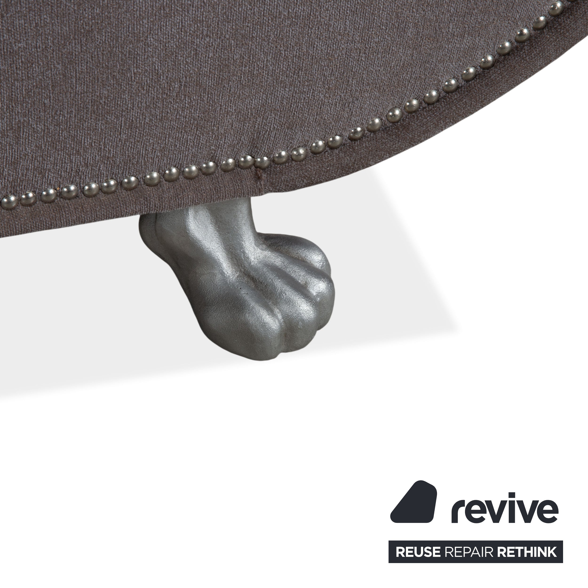 Bretz Gaudi Dreisitzer Sofa Beige Grau Braun Couch Silberne Löwen Tatzen