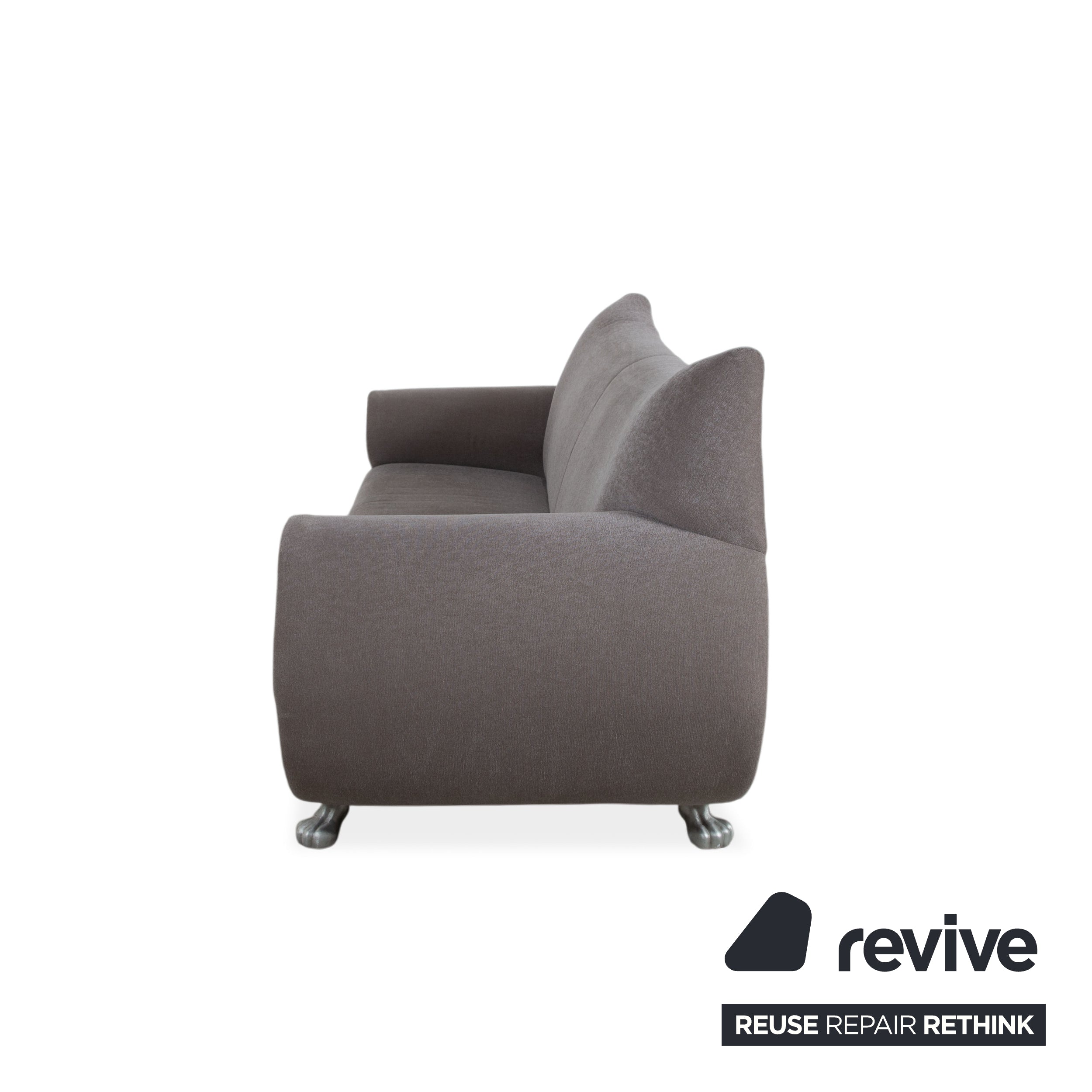 Bretz Gaudi Dreisitzer Sofa Beige Grau Braun Couch Silberne Löwen Tatzen