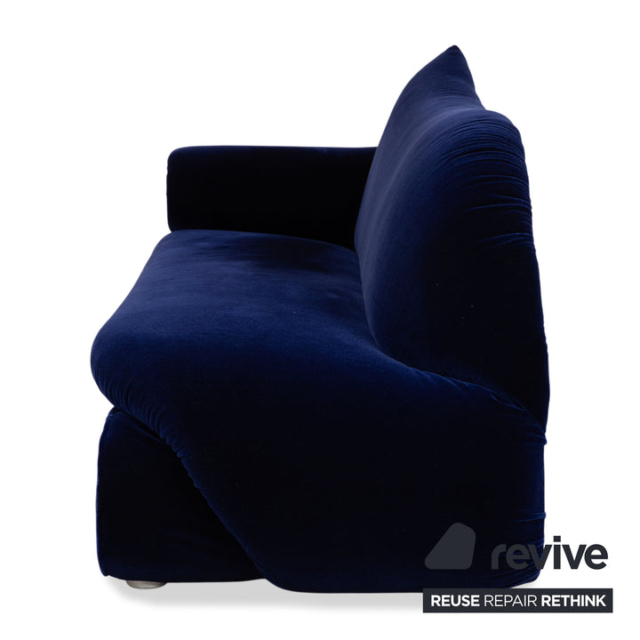 Bretz Gaudi Canapé trois places en tissu bleu roi