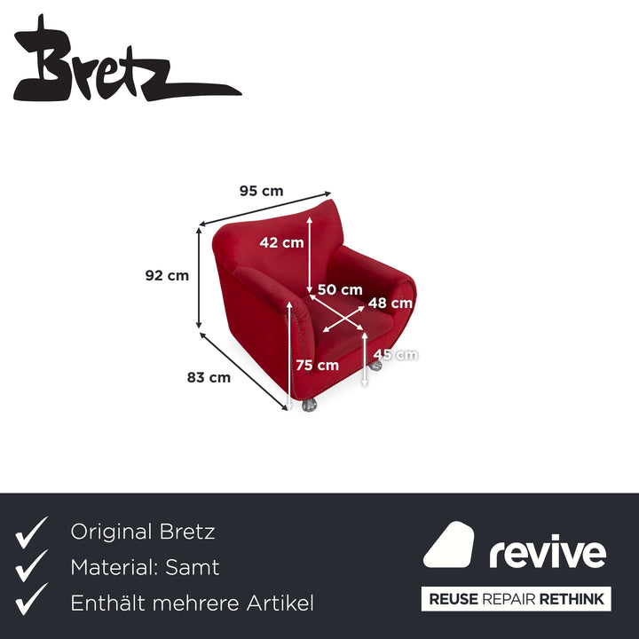 Bretz Gaudi Ensemble Velours 3x Fauteuils Rouge Pieds Pattes de Lion Argent