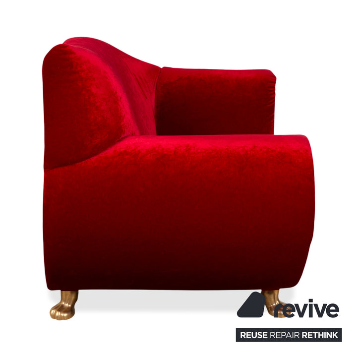 Bretz Gaudi Fabric Three-Seater Armchair Red Sofa Couch