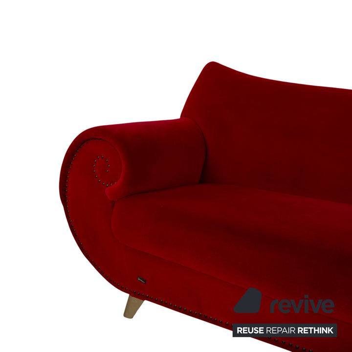 Bretz Gaudi Fabric Three-Seater Armchair Red Sofa Couch