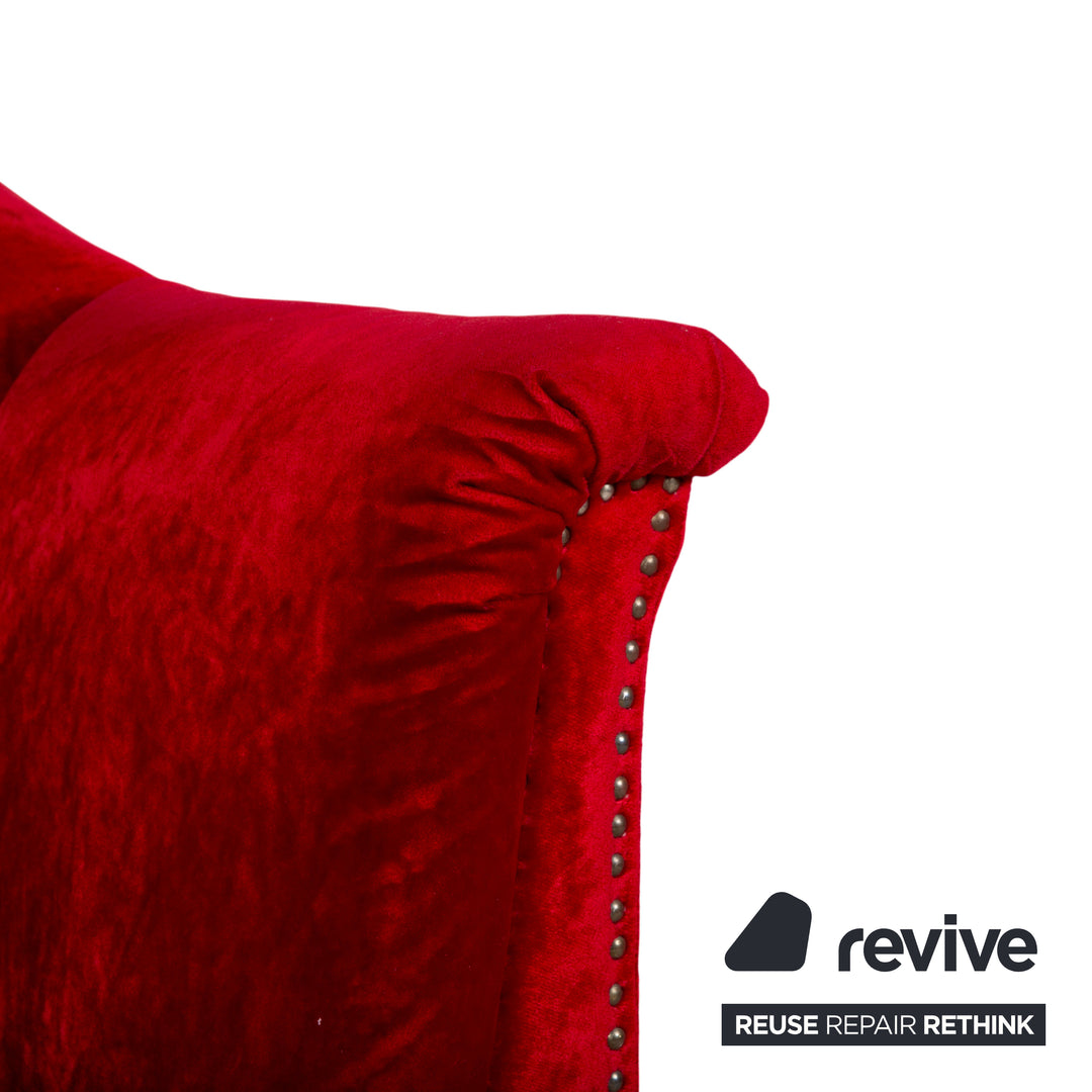 Bretz Gaudi Fabric Three-Seater Armchair Red Sofa Couch
