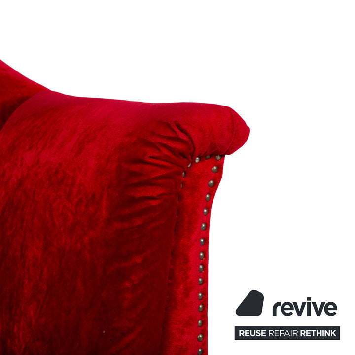 Bretz Gaudi Fabric Three-Seater Armchair Red Sofa Couch