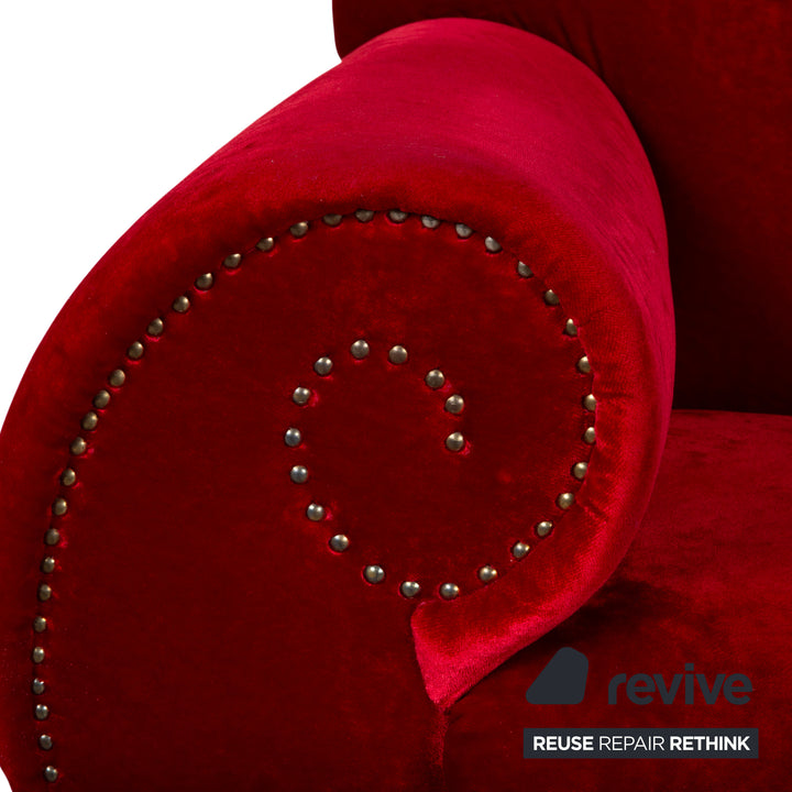 Bretz Gaudi Fabric Three-Seater Armchair Red Sofa Couch