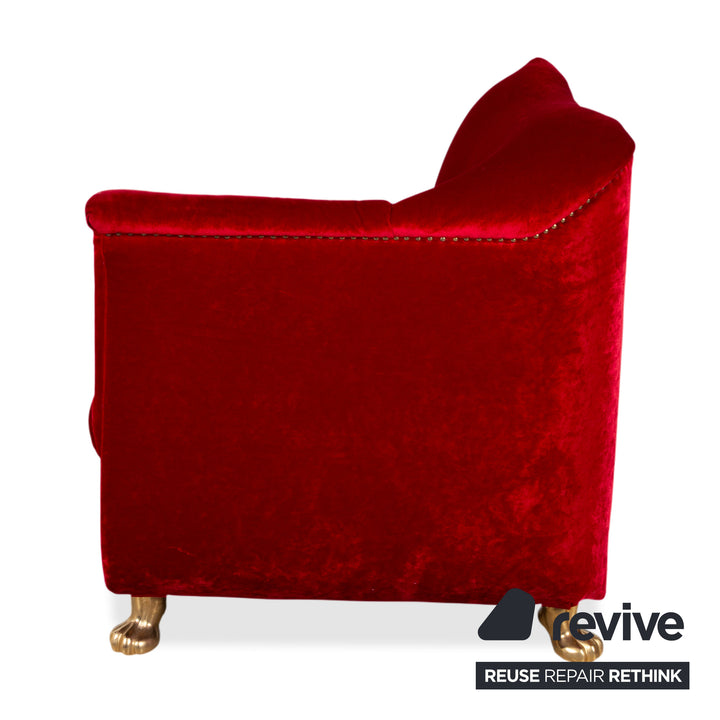 Bretz Gaudi Fabric Three-Seater Armchair Red Sofa Couch