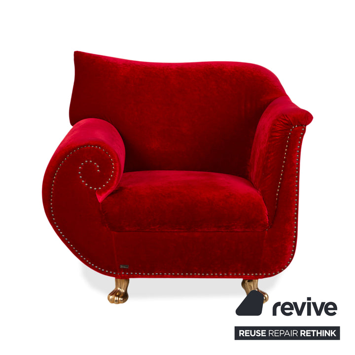 Bretz Gaudi Fabric Three-Seater Armchair Red Sofa Couch