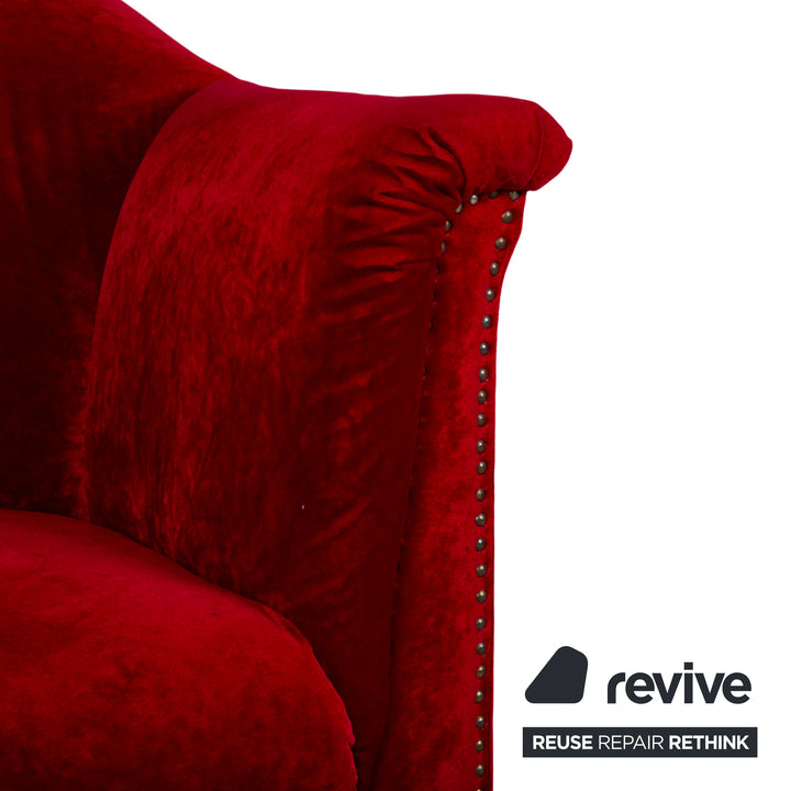 Bretz Gaudi Fabric Three-Seater Armchair Red Sofa Couch