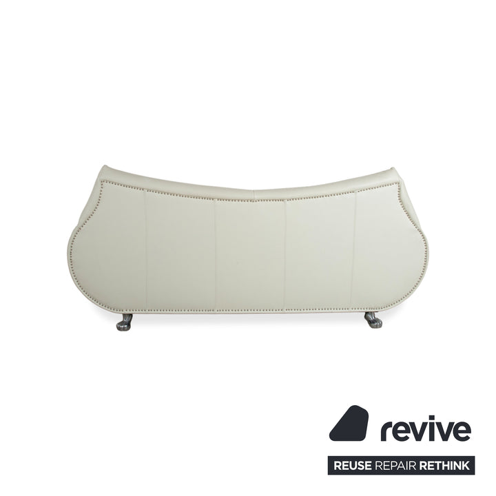 Bretz Gaudi Leder Dreisitzer Sofa Couch Weiß Creme Beige Silber Löwentatzen Füße Nieten