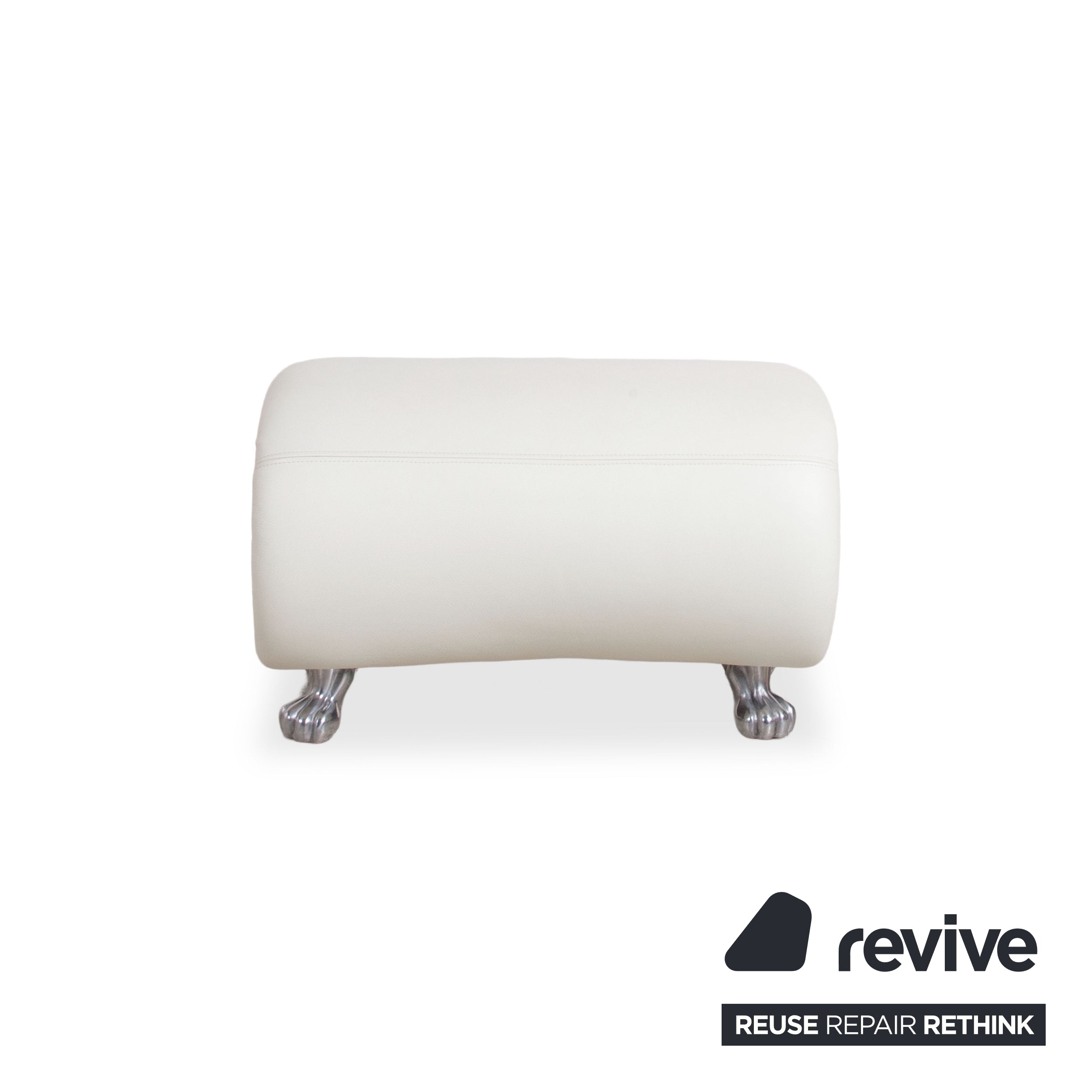 Bretz Gaudi Leder Hocker Weiß Creme Beige Silber Löwentatzen Füße Nieten