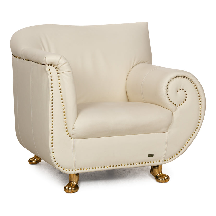 Fauteuil en cuir Bretz Gaudi Crème