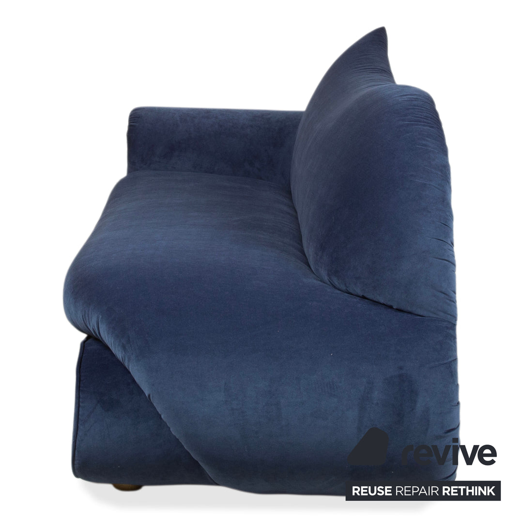 Bretz Gaudi Recamiere Samt Dreisitzer Blau Sofa Couch Gold Löwen Tatzen Neubezug MELIA FR 802