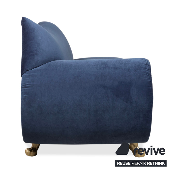 Bretz Gaudi Recamiere Samt Dreisitzer Blau Sofa Couch Gold Löwen Tatzen Neubezug MELIA FR 802