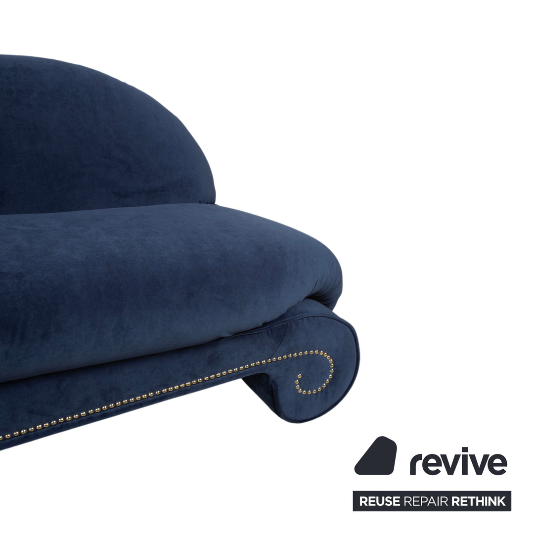 Bretz Gaudi Recamiere Samt Dreisitzer Blau Sofa Couch Gold Löwen Tatzen Neubezug MELIA FR 802