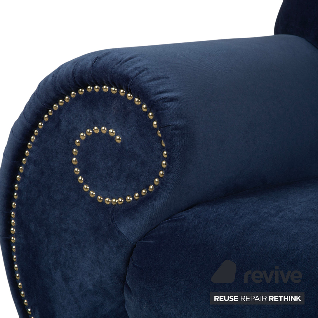 Bretz Gaudi Recamiere Samt Dreisitzer Blau Sofa Couch Gold Löwen Tatzen Neubezug MELIA FR 802