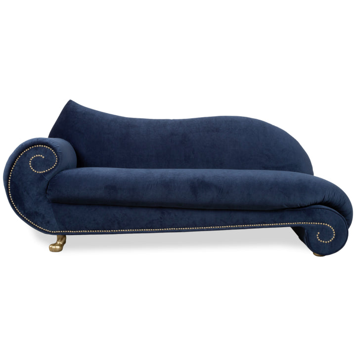 Bretz Gaudi Recamiere Samt Dreisitzer Blau Sofa Couch Gold Löwen Tatzen Neubezug MELIA FR 802