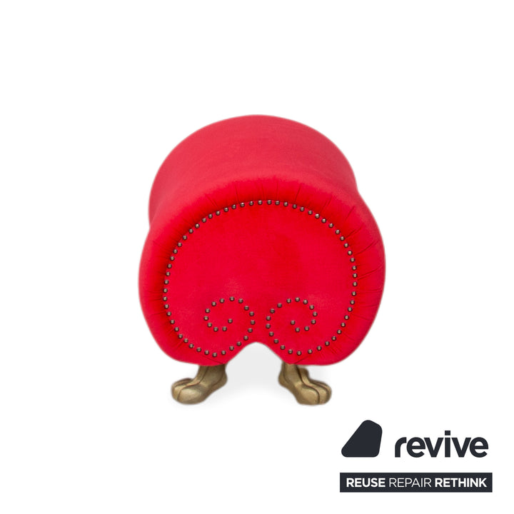 Bretz Gaudi Samt Hocker Rot Gold