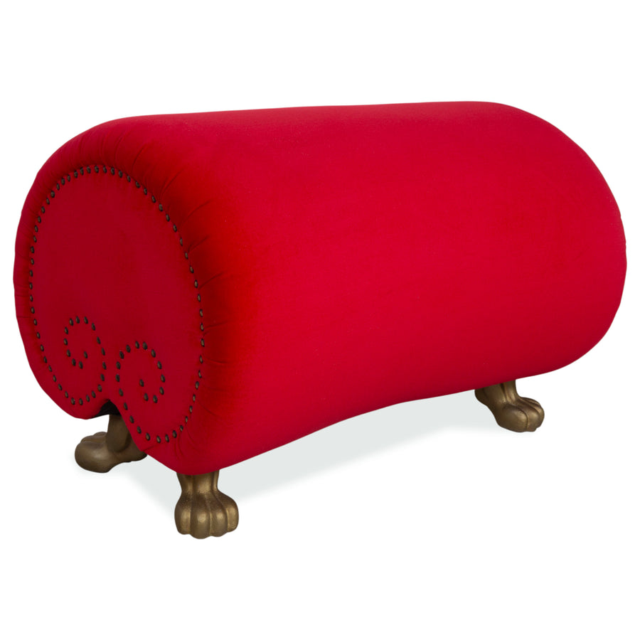 Bretz Gaudi Samt Hocker Rot Gold
