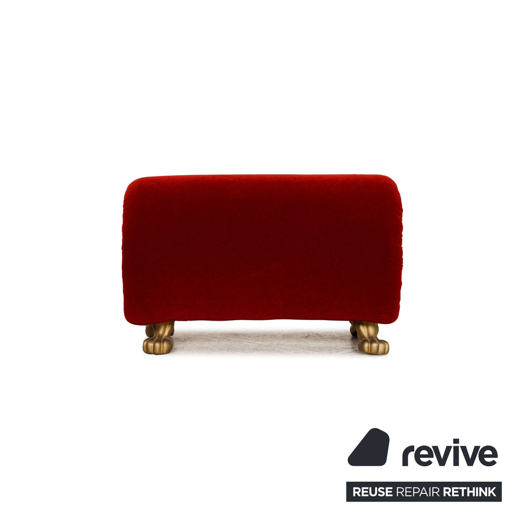 Ensemble fauteuil en velours Bretz Gaudi tabouret rouge