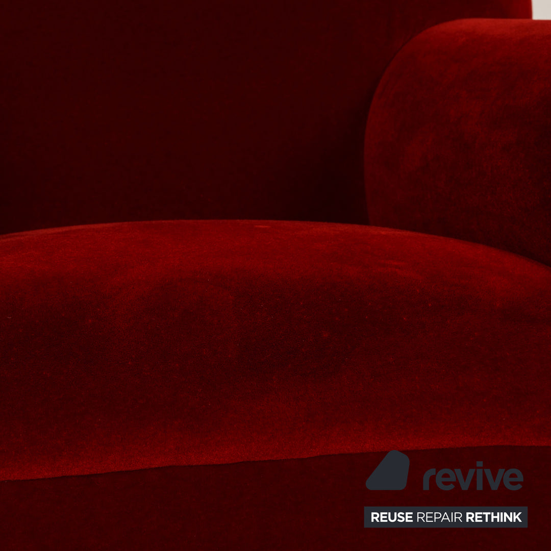 Ensemble fauteuil en velours Bretz Gaudi tabouret rouge