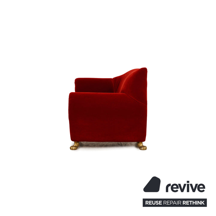 Ensemble fauteuil en velours Bretz Gaudi tabouret rouge
