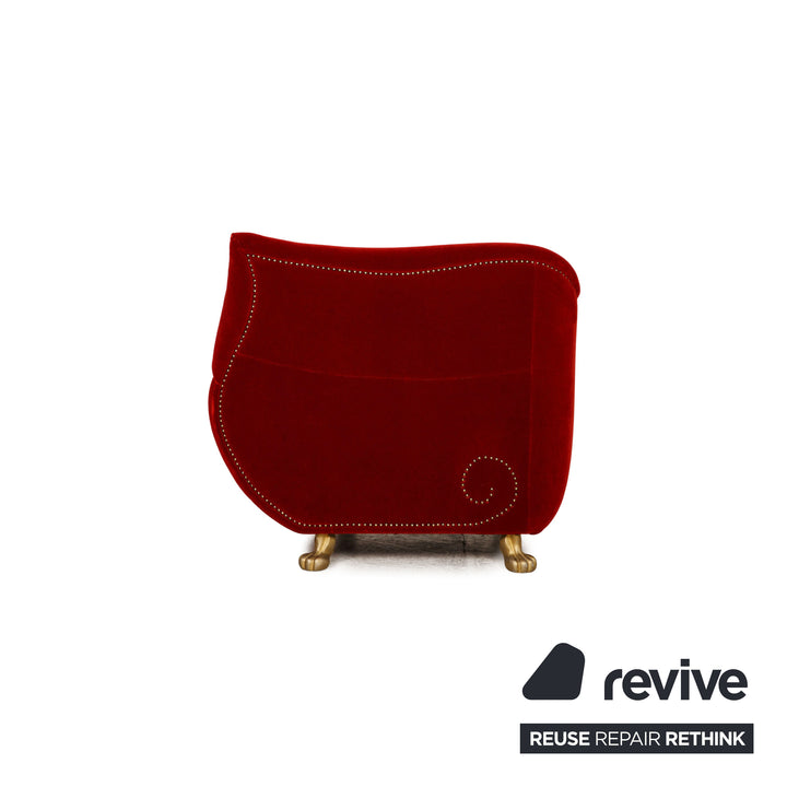 Ensemble fauteuil en velours Bretz Gaudi tabouret rouge