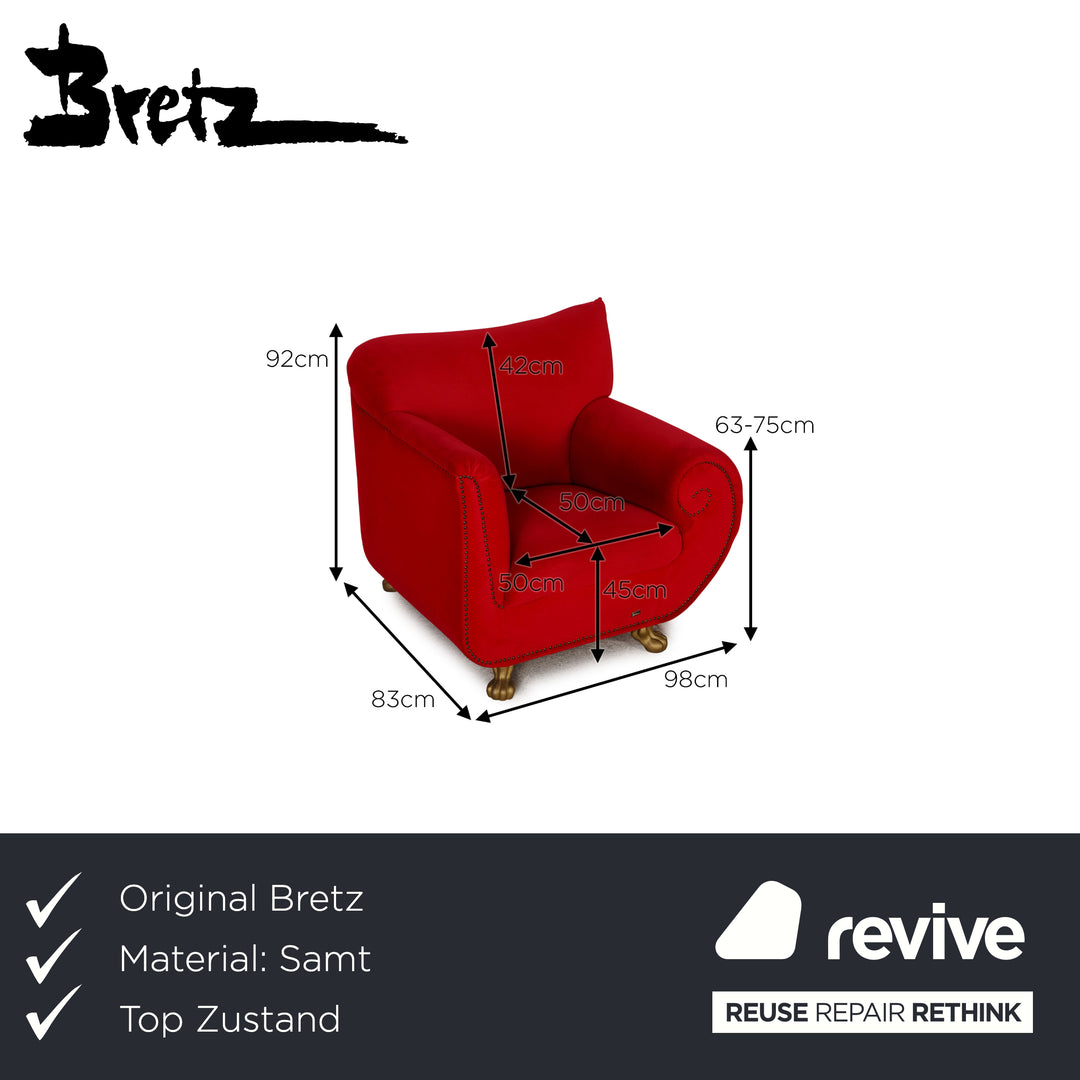 Bretz Gaudi Velvet Armchair Red