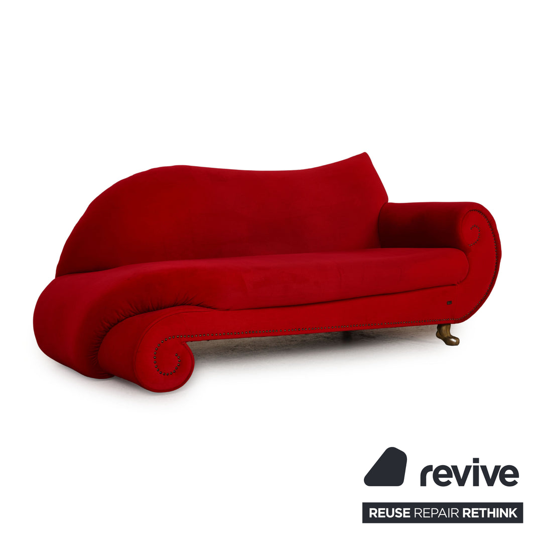 Bretz Gaudi Samt Sofa Rot Dreisitzer Couch Recamière