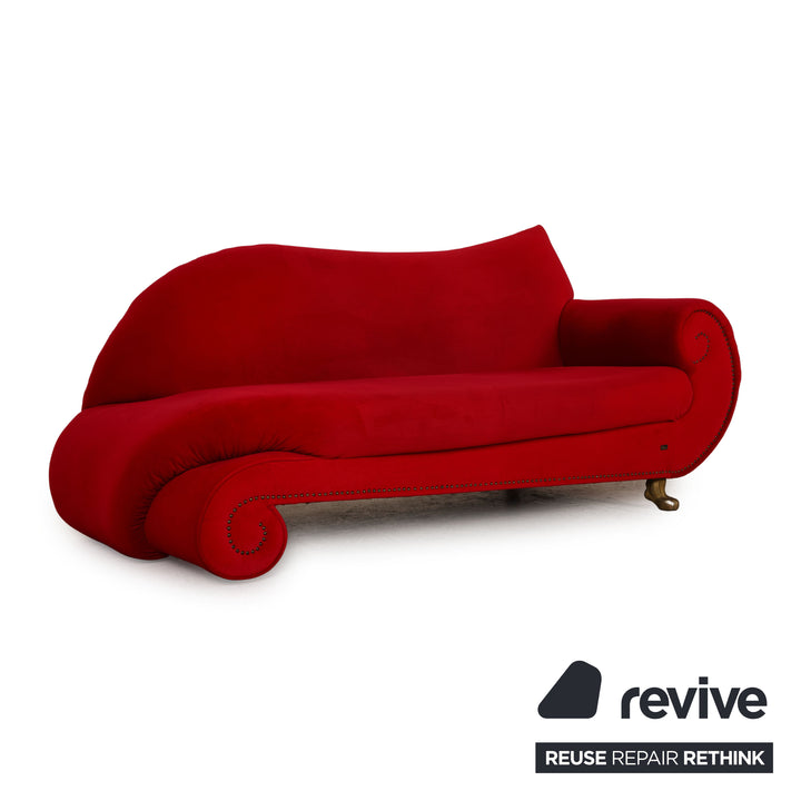 Bretz Gaudi Samt Sofa Rot Dreisitzer Couch Recamière