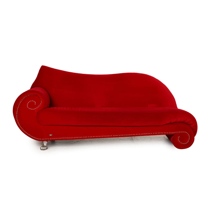 Bretz Gaudi Samt Sofa Rot Dreisitzer Couch Recamière