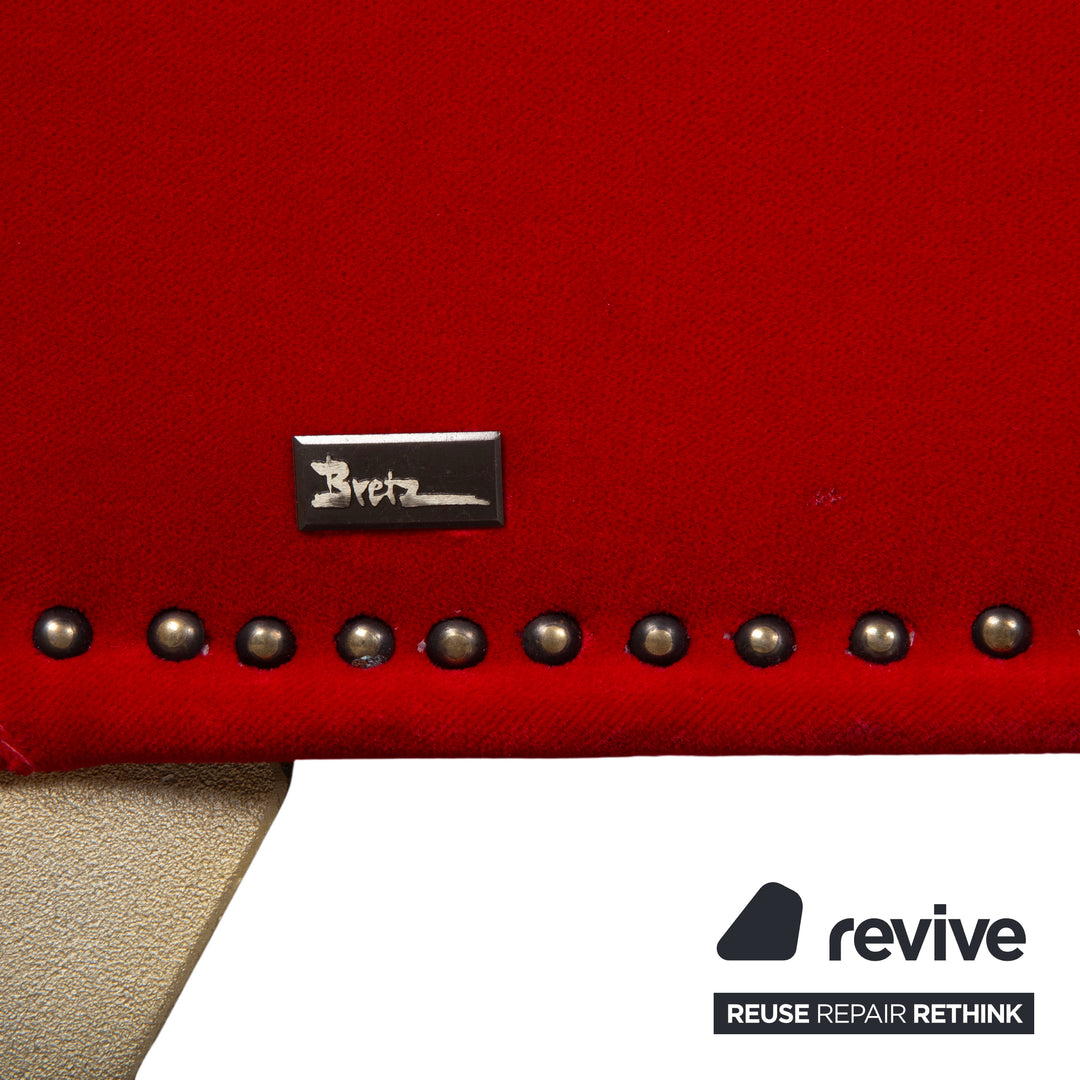 Bretz Gaudi Samt Stoff Dreisitzer Rot Sofa Couch